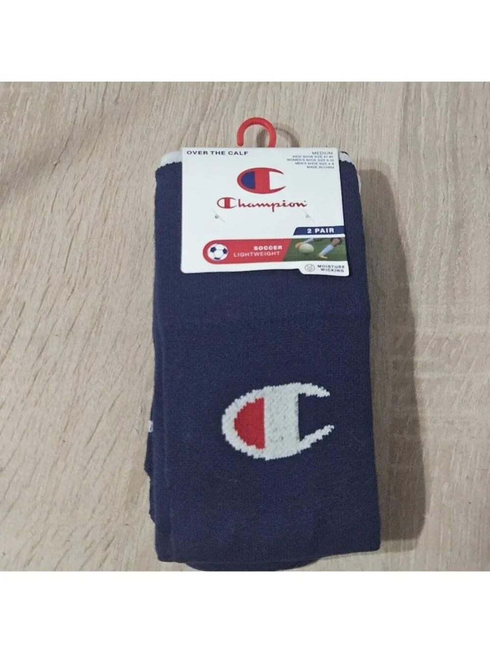 2 Pair Champion Over The Calf Lightweight Soccer Socks - Size M Navy Athletic